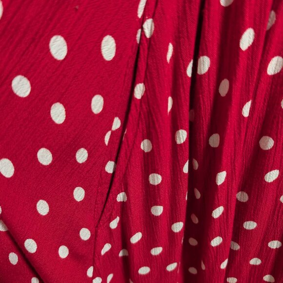 Free People Womens Size S Red White Polka Dot Ruffles Smocked Butterflies Dress - Picture 8 of 11